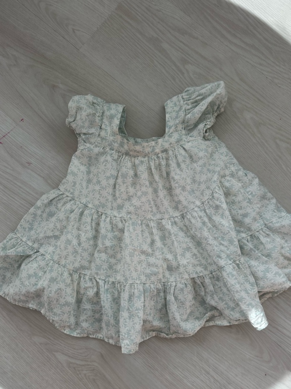 GAP Light Mint Floral Tiered Ruffle Dress